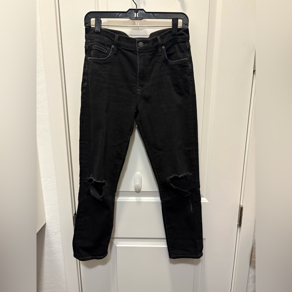 Citizens Of Humanity Women’s Black Rocket Crop High Rise Skinny Cropped Jeans